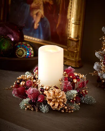 Salzburg Creations Glittering Garnet Candle Wreath In Multi