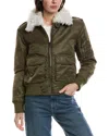 Sam . Amelia Shearling-trim Coat In Multi