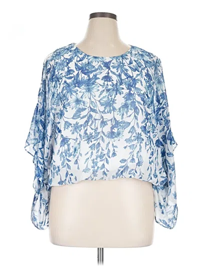Pre-owned Sam & Jess 3/4 Sleeve Blouse In Blue