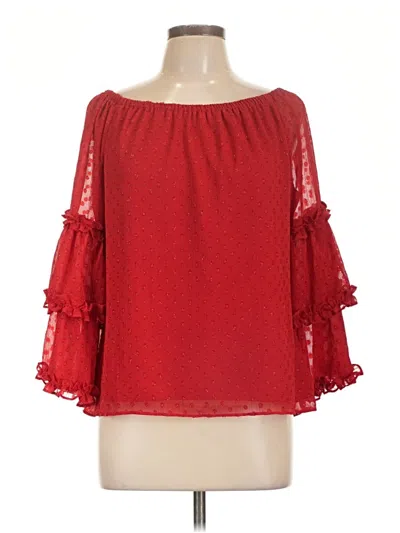Pre-owned Sam & Jess 3/4 Sleeve Blouse In Red