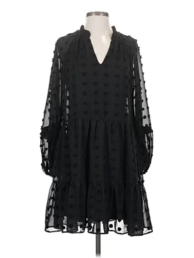 Pre-owned Sam & Jess 3/4 Sleeve Top Black Plunge Neckline Tops