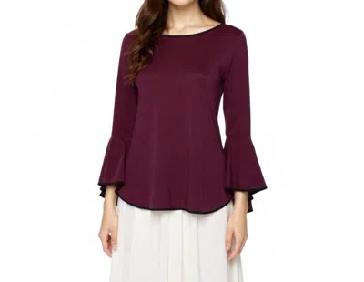 Sam & Jess Elegant Bell Sleeve Top In Maroon In Purple