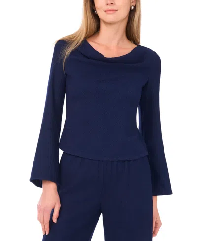 Sam & Jess Petite Bell Sleeve Cowl Neck Top In Blue