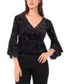 Sam & Jess Petite Bell Sleeve Peplum Blouse In Black