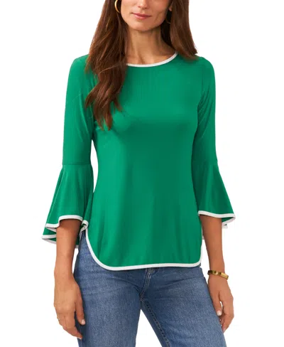 SAM & JESS PETITE CONTRAST-TRIM BELL-SLEEVE TOP