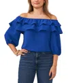 SAM & JESS PETITE DOUBLE-RUFFLED OFF-THE-SHOULDER TOP