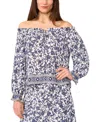 Sam & Jess Petite Floral Vine-print Off-the-shoulder Top In Provence