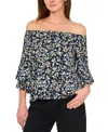 SAM & JESS PETITE OFF-THE-SHOULDER FLORAL-PRINT BELL-SLEEVE TOP