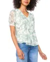 Sam & Jess Petite Printed Pleated-front Blouse In Subtle Green