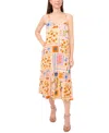 Sam & Jess Petite Printed Smocked-hem Midi Dress In Neutral