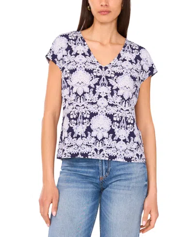 Sam & Jess Petite Printed V-neck Cap-sleeve Tee