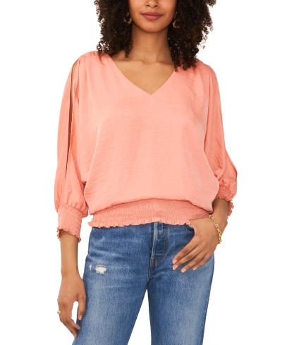 Sam & Jess Petite Slit-sleeve Blouson Top In Canyon Coral
