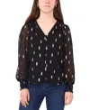 Sam & Jess Petite V-neck Smocked-shoulder Blouse In Black