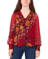Sam & Jess Petite V-neck Smocked-shoulder Blouse In Multi
