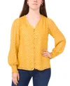 Sam & Jess Petite V-neck Smocked-shoulder Blouse In Yellow