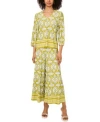 Sam & Jess Sam Jess Womens Printed V Neck Top Pants In Dark Citron