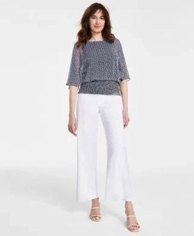 Sam & Jess Sam Jess Womens Smocked Waist Top Wide Leg Linen Pants In Black
