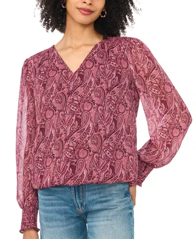 Sam & Jess Women's Blouson V-neck Top In Multi
