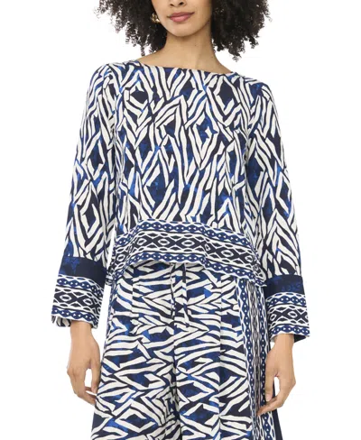 Sam & Jess Women's Boat Neck Woven Top In Blue