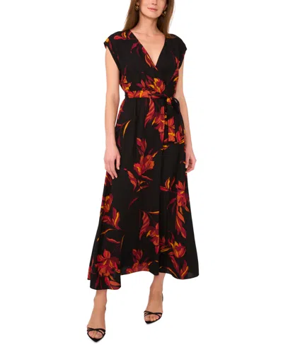 Sam & Jess Women's Challis Belted Floral-print Dress In Purple