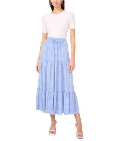 Sam & Jess Women's Challis Maxi Tie-waist Tiered Skirt In Lt Blue