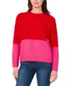 Sam & Jess Women's Colorblocked Crewneck Long-sleeve Sweater In Bright Cherry,paradox