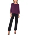 Sam & Jess Women's Crewneck Tie-sleeve Top In Purple