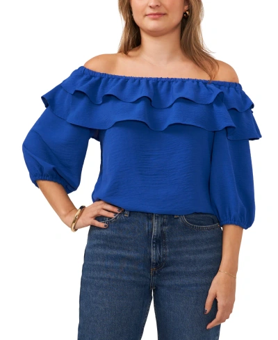 Sam & Jess Women's Double-ruffle Off-the-shoulder Blouse In Deep Royal