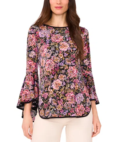 Sam & Jess Women's Floral-print Bell-sleeve Top