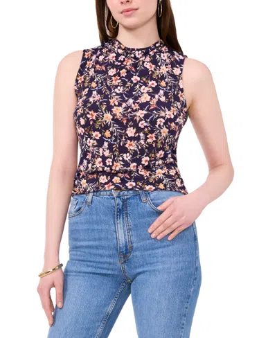 Sam & Jess Women's Floral-print Cowl-neck Sleeveless Top In Navy Floral