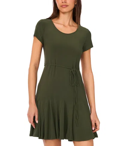 Sam & Jess Women's Godet String-belt Dress In Green