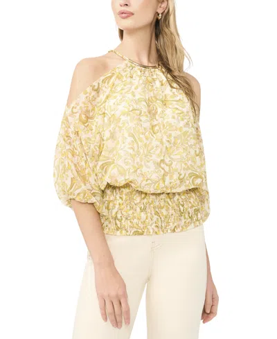 Sam & Jess Women's Halter Neck Cold Shoulder Blouse In Yellow