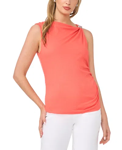 Sam & Jess Women's Hardware Detail Asymmetrical Knit Top In Pink