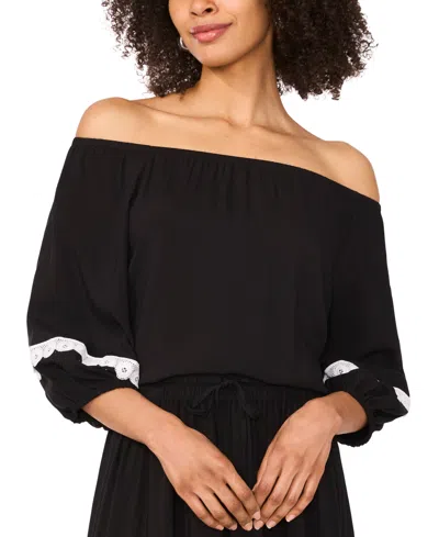 Sam & Jess Women's Lace-trim Off-the-shoulder Top In Black