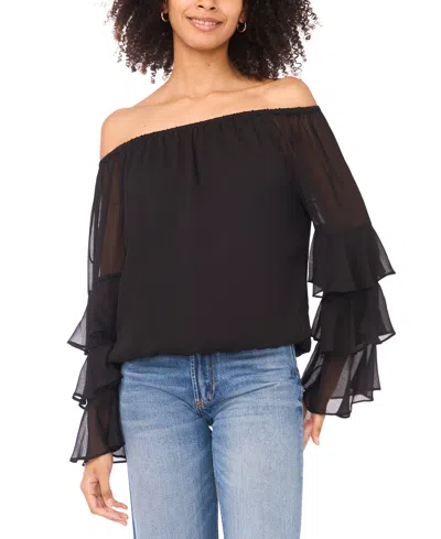 Sam & Jess Women's Long-sleeve Ruffle Top In Black