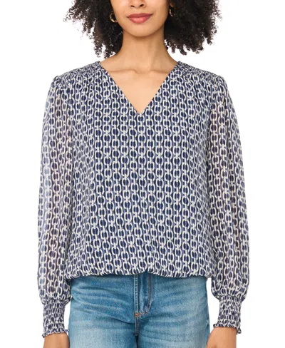 Sam & Jess Women's Long-sleeve V-neck Chiffon Blouse In Multi
