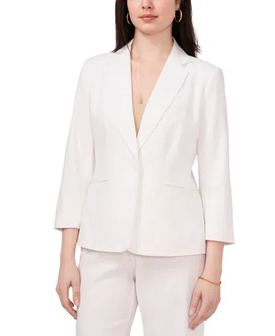 Sam & Jess Women's Linen-blend 3/4 Sleeve Single-button Blazer In White