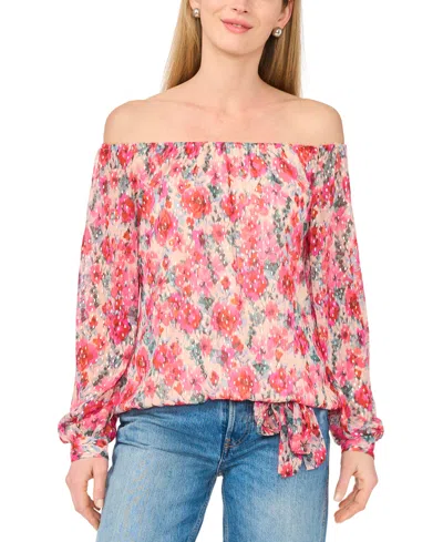 Sam & Jess Women's Off-the-shoulder Tie-front Top In Multi