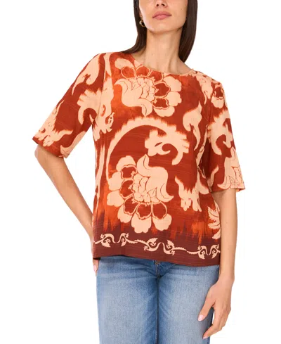 Sam & Jess Women's Paisley-print Button-back Shirt In Brown