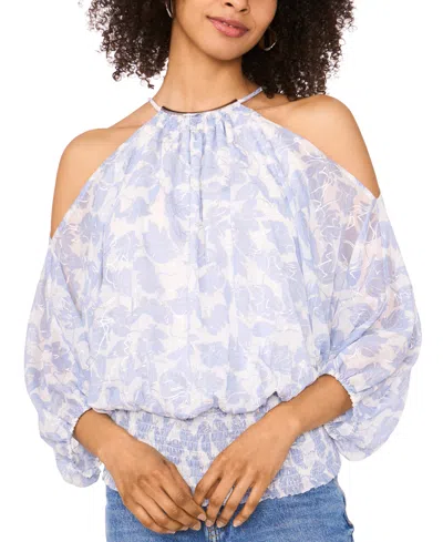 Sam & Jess Women's Printed Cold-shoulder Halter-neck Blouse