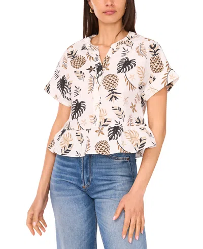 Sam & Jess Women's Printed Cotton Peplum Shirt In Multi