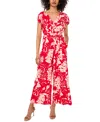 Sam & Jess Women's Printed Flutter-sleeve Wide-leg Jumpsuit In Multi