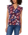 Sam & Jess Women's Printed Smocked Flutter-sleeve Peplum Top