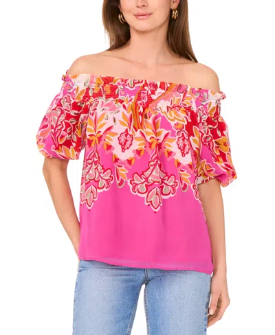 Sam & Jess Women's Printed Smocked Off-the-shoulder Top