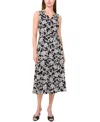 Sam & Jess Women's Printed V-neck Tie-waist Midi Dress In Rich Black Floral