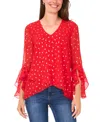 Sam & Jess Women's Printed V-neck Top In Red