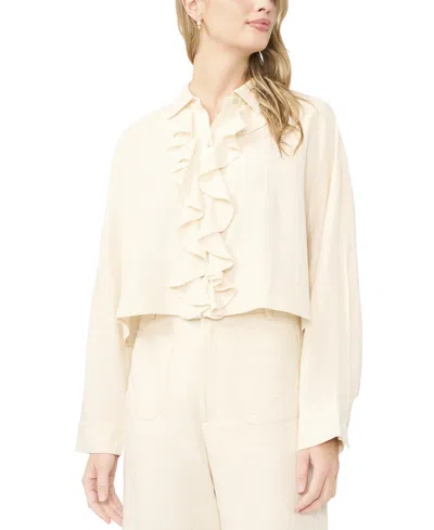 Sam & Jess Women's Ruffle Front Flutter-sleeve Top In Neutral