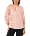 Sam & Jess Women's Sequin Detail Puff Sleeves Top In Pink