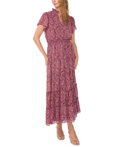 Sam & Jess Women's Short-sleeve Ruffle Tiered Maxi Dress In Pink
