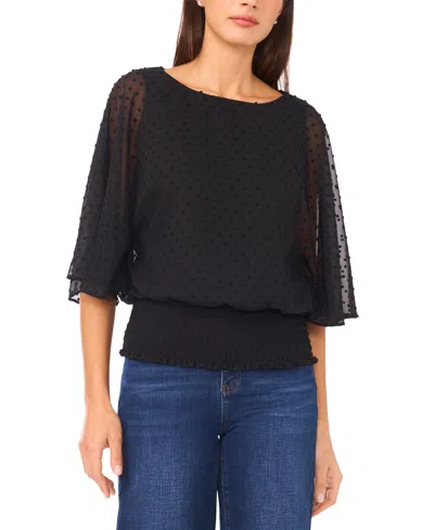 Sam & Jess Women's Smocked-waist Top In Black